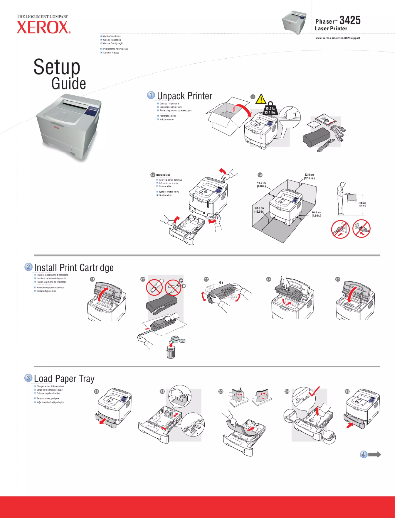 Page n°1 - Guide d'installation Xerox Phaser 3425