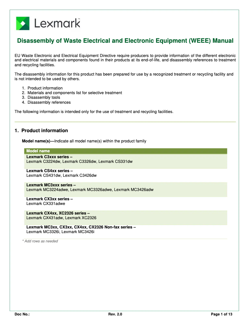 Page 1 de la notice Instructions / montage Lexmark MC3426