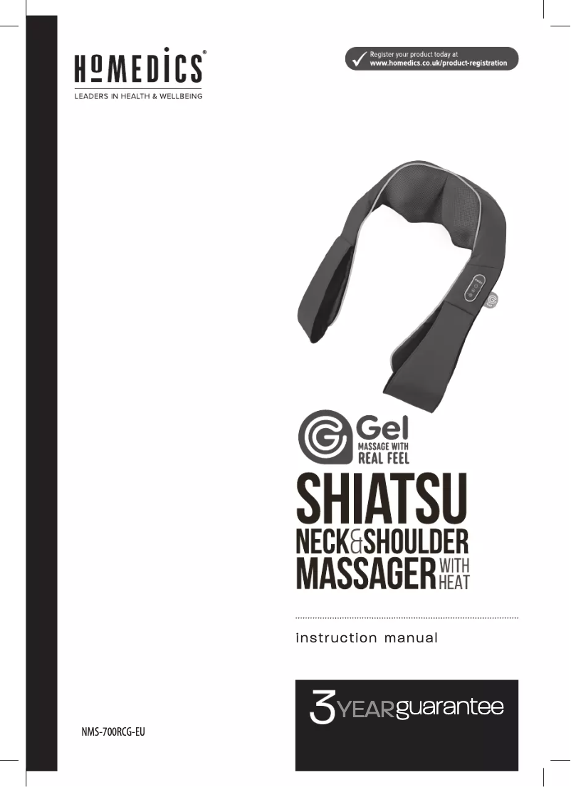 Image de la première page du manuel de l'appareil Gel Shiatsu NMS-700RCG-EU