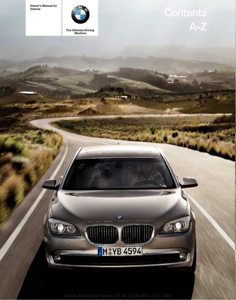 Page 1 de la notice Manuel utilisateur BMW 750i Sedan (2011)