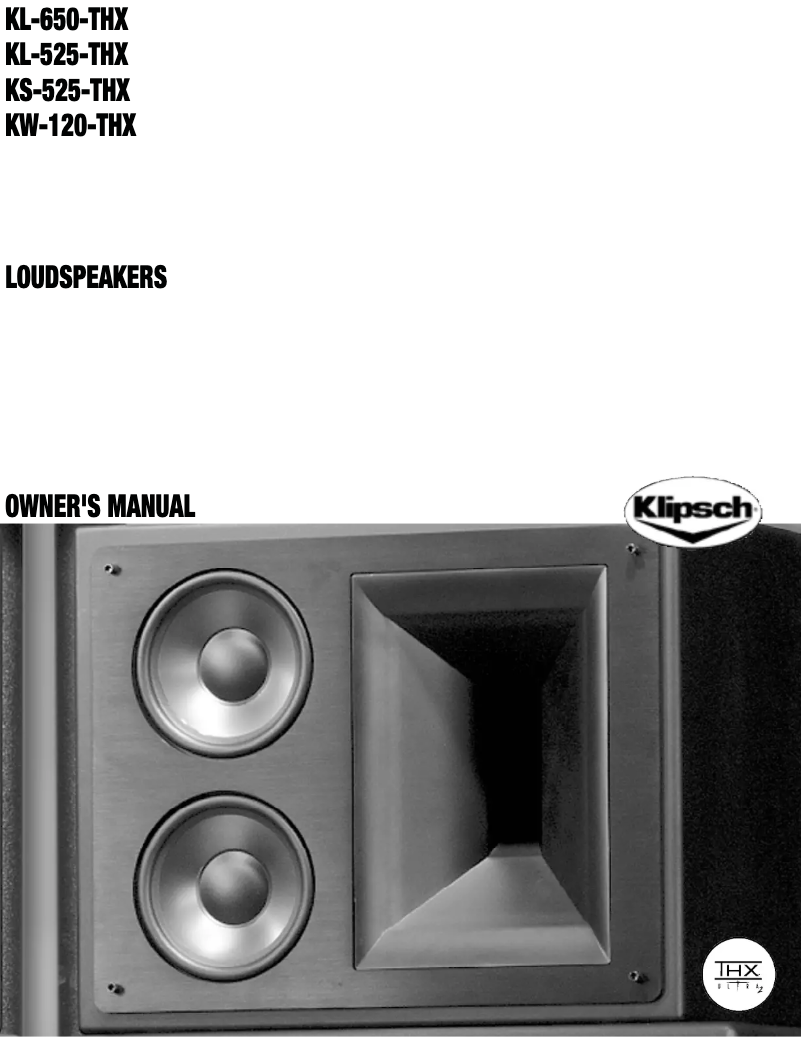 Page n°1 - Manuel utilisateur Klipsch KW-120-THX