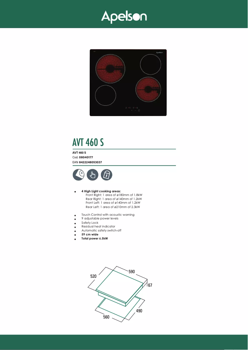 Page 1 de la notice Manuel utilisateur Apelson AVT 460 S