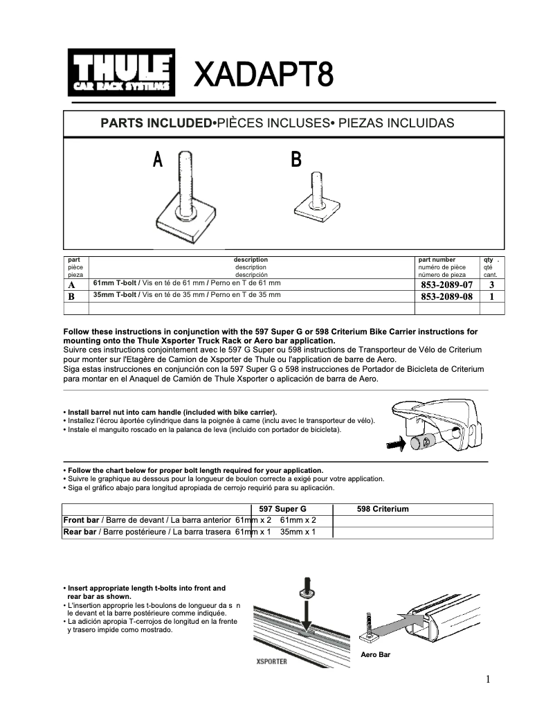 Image de la première page du manuel de l'appareil XADAPT8