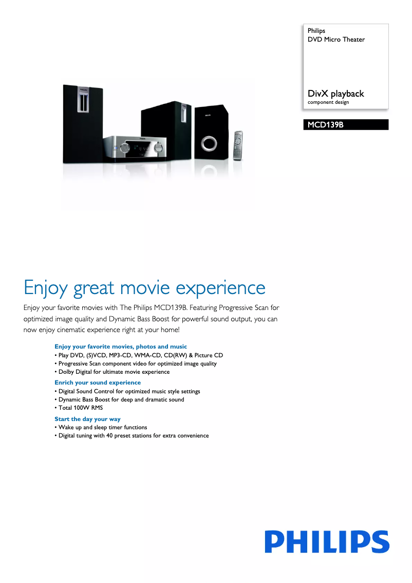 Image de la première page du manuel de l'appareil MCD139B