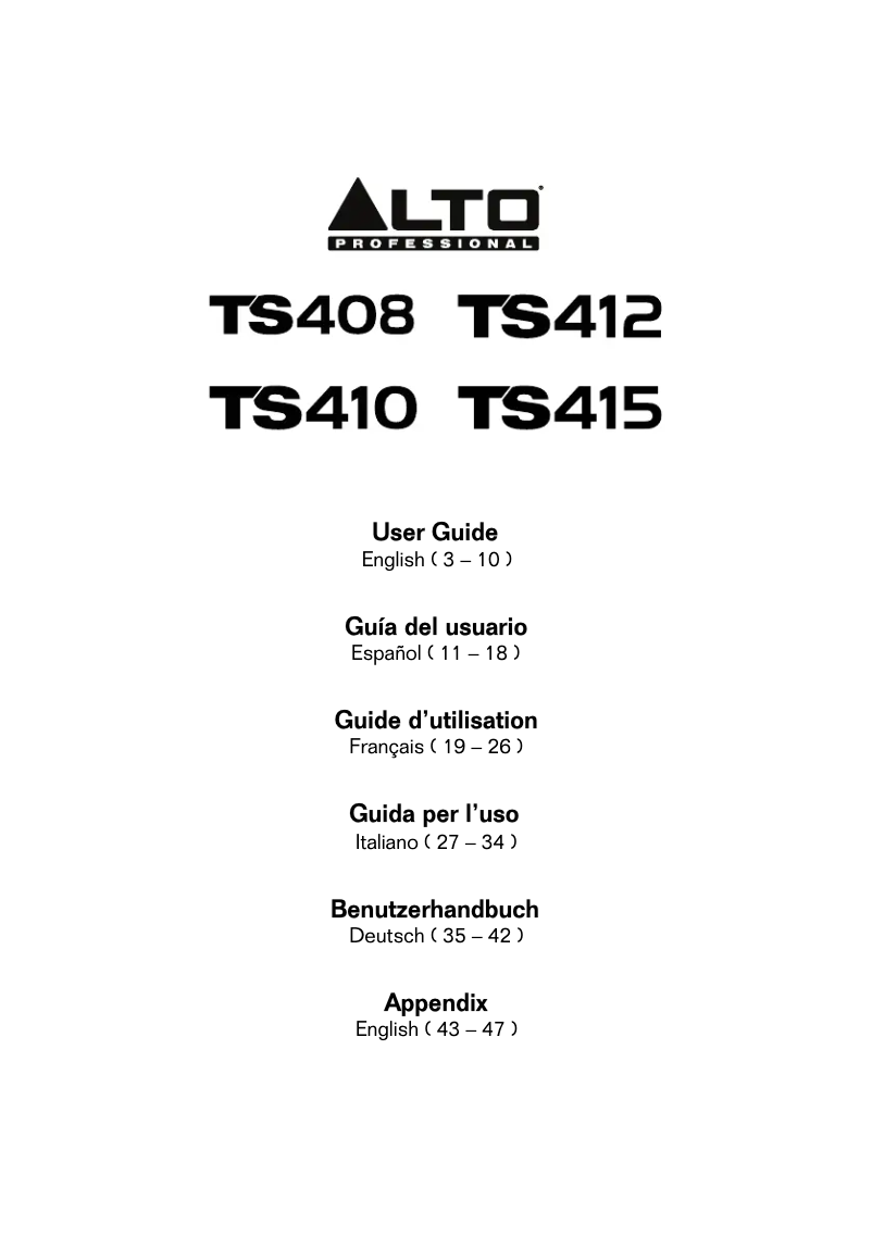 Página 1 del manual Manual de usuario Alto TS410