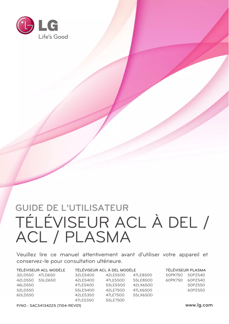 Page n°1 - Manuel utilisateur LG 50PZ550