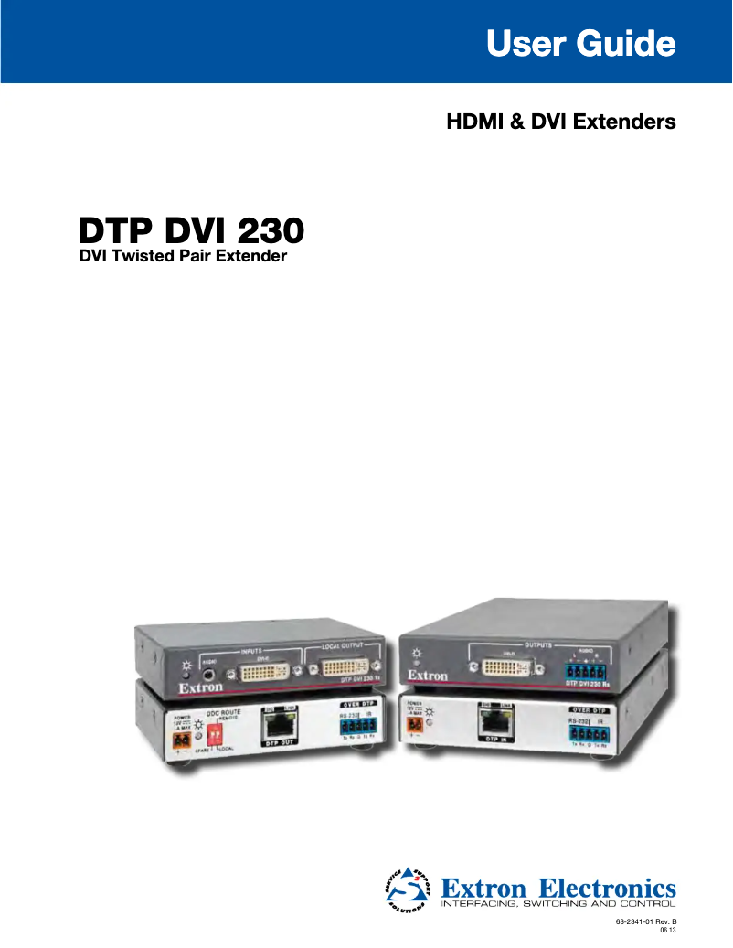 Page 1 of the manual User Manual Extron DTP DVI 230 Tx