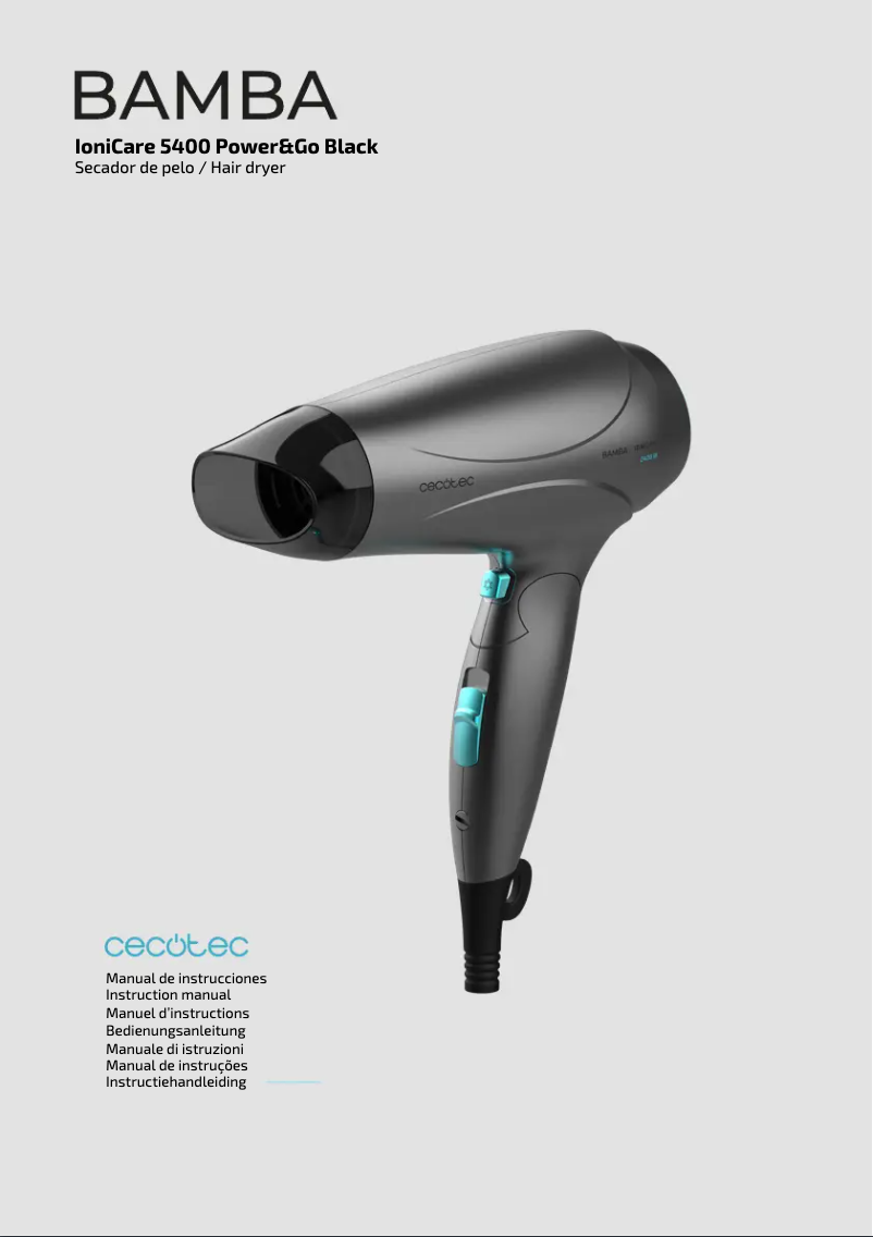 Page 1 de la notice Manuel utilisateur Cecotec Bamba IoniCare 5400 Power&Go