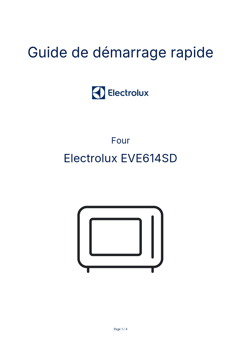 Page n°1 - Guide de démarrage rapide Electrolux EVE614SD