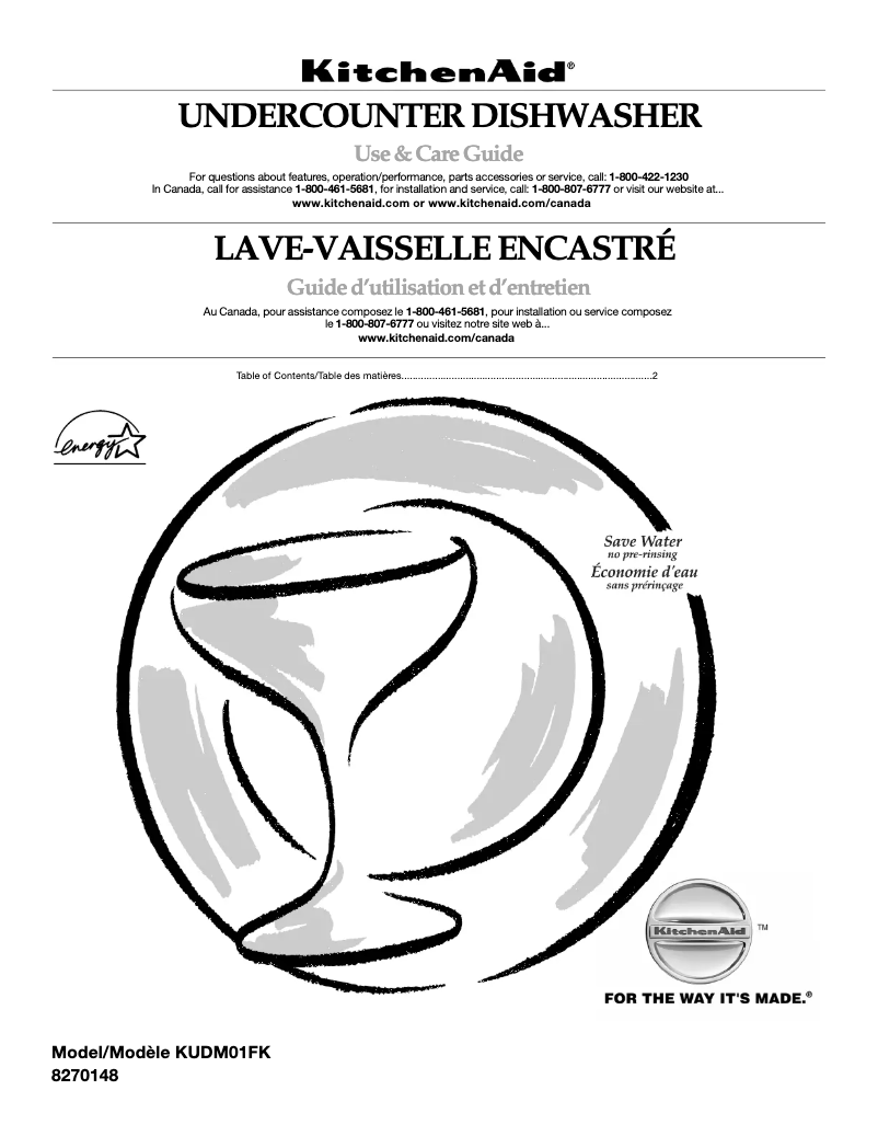 Page 1 de la notice Manuel utilisateur KitchenAid KUDM01FKBL1