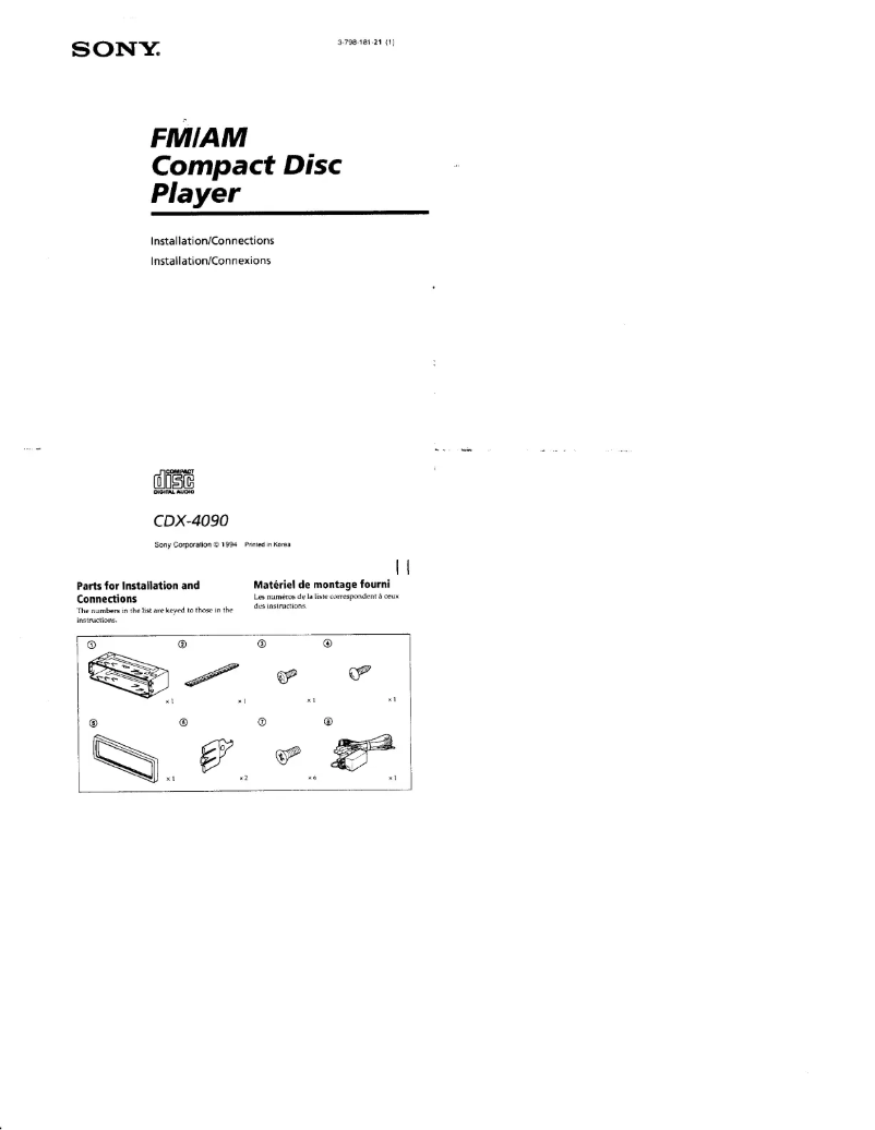 Page n°1 - Guide d'installation Sony CDX-4090