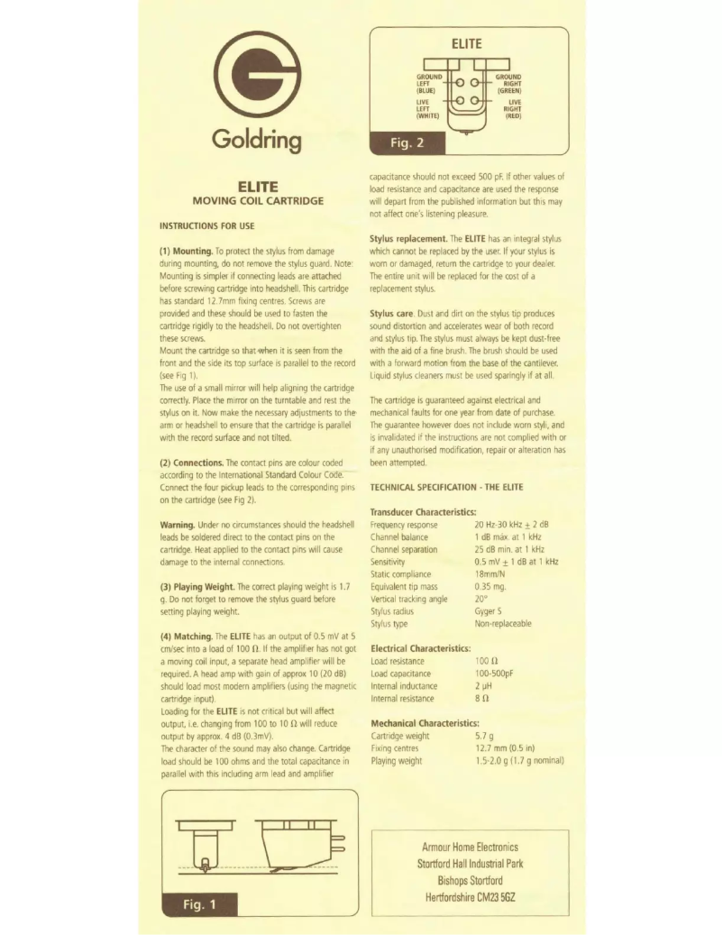 Image de la première page du manuel de l'appareil Elite