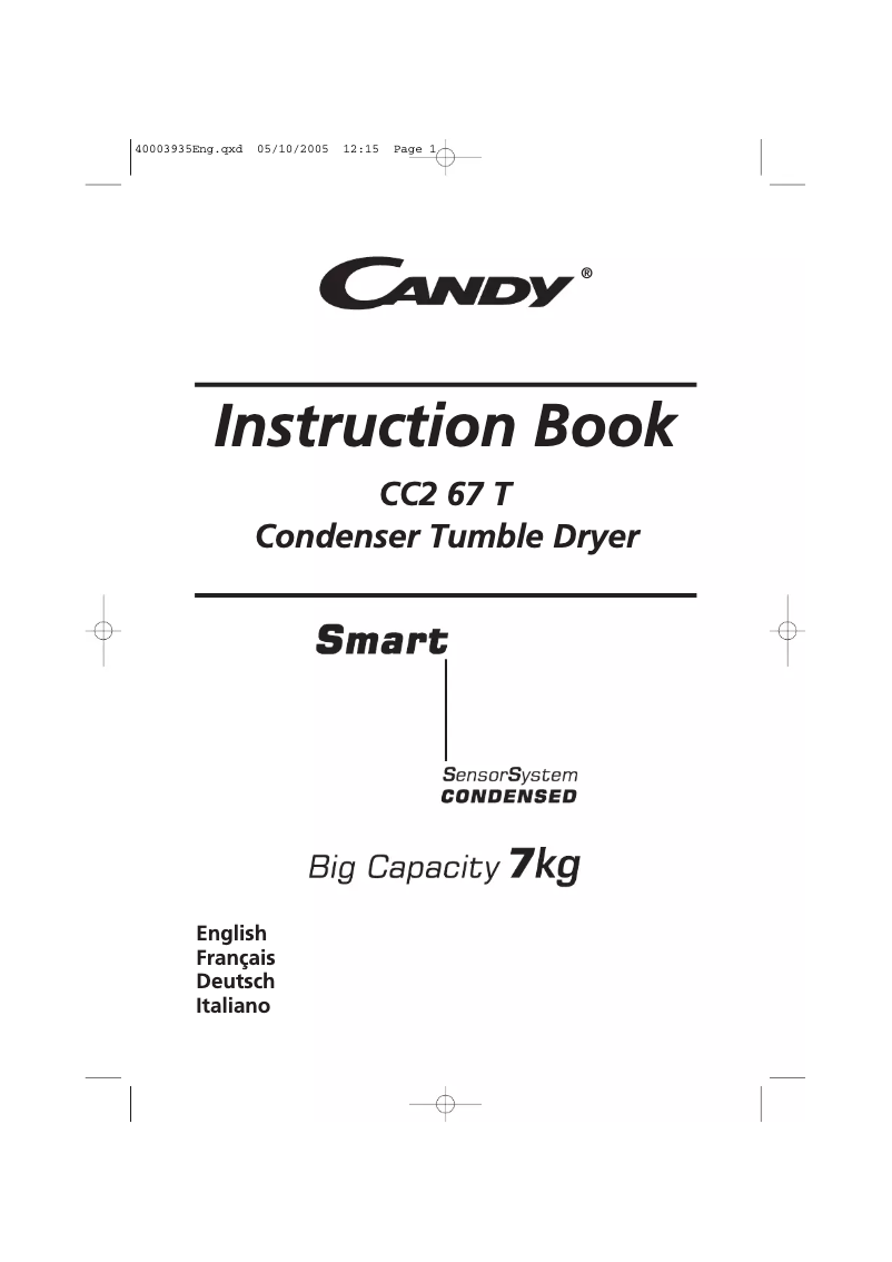 Page n°1 - Manuel utilisateur Candy CC2 67T-88