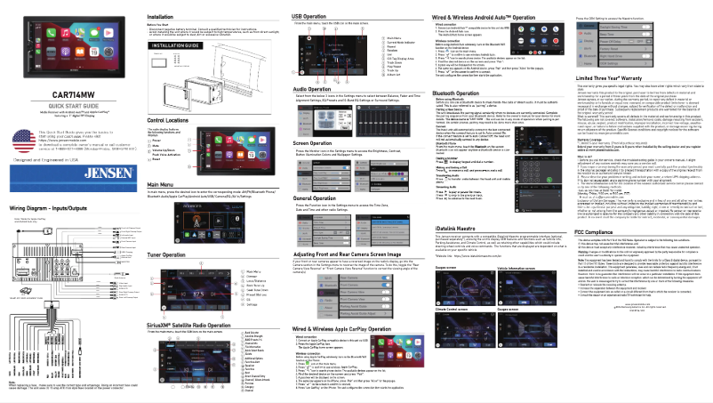 Page 1 de la notice Guide de démarrage rapide Jensen CAR714MW