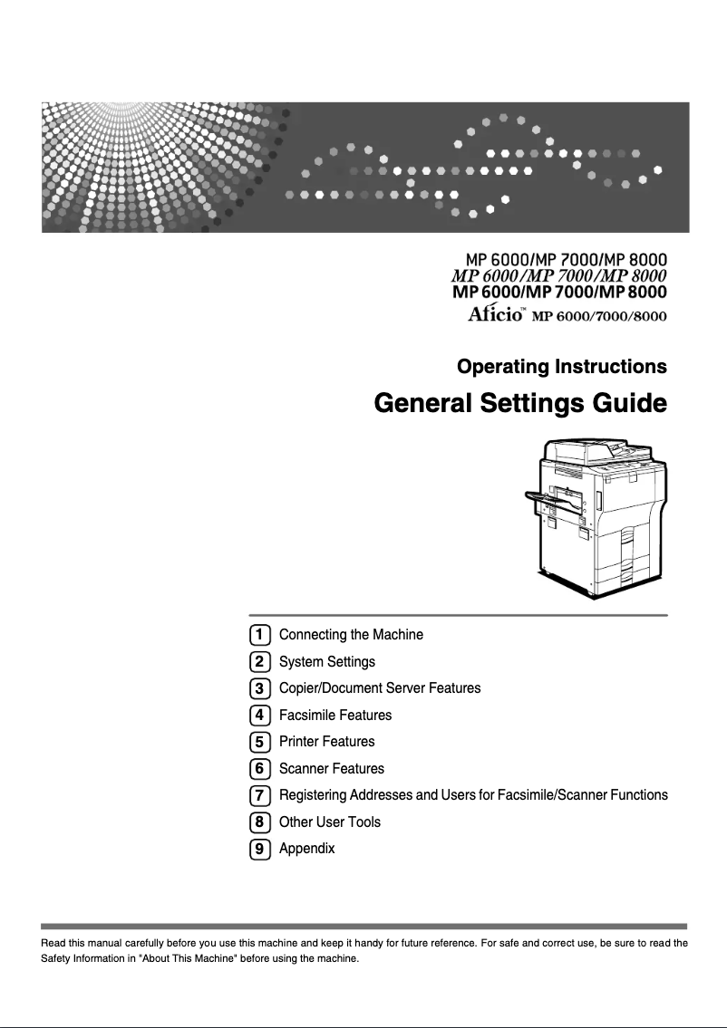 Page n°1 - Manuel utilisateur Ricoh Aficio MP 7000