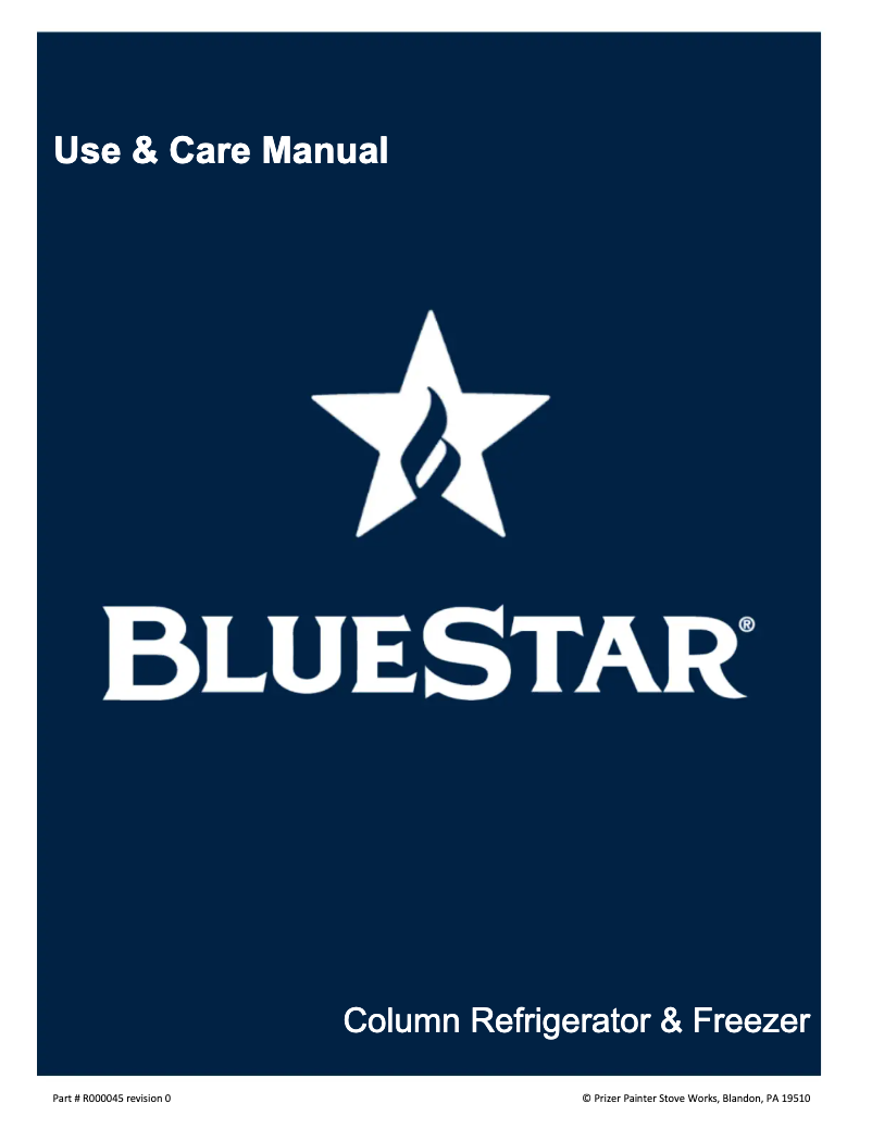 Page n°1 - Manuel d'utilisation et d'entretien BlueStar BIFP24R0