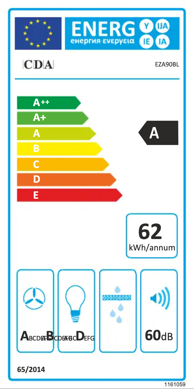Page n°1 - Label énergétique CDA EZA90BL