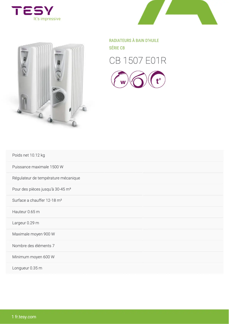 Page n°1 - Manuel utilisateur Tesy CB 1507 E01R