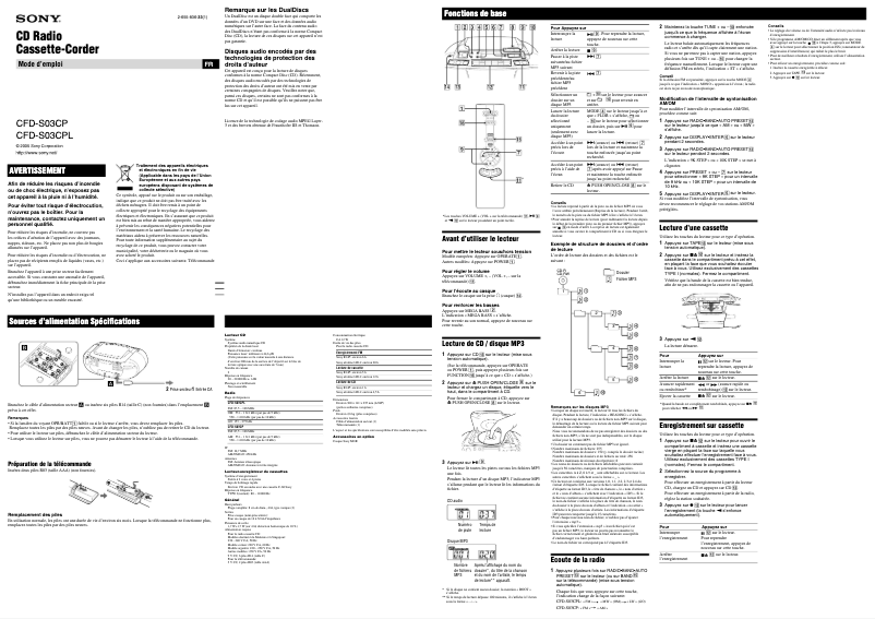 Image de la première page du manuel de l'appareil CFD-S03CP