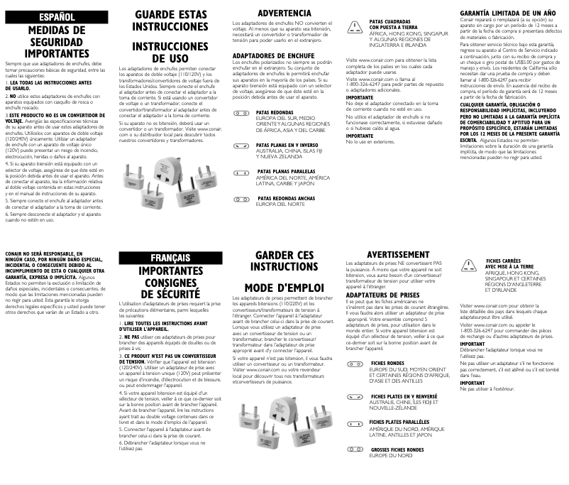 Page 1 de la notice Manuel utilisateur Conair M500X