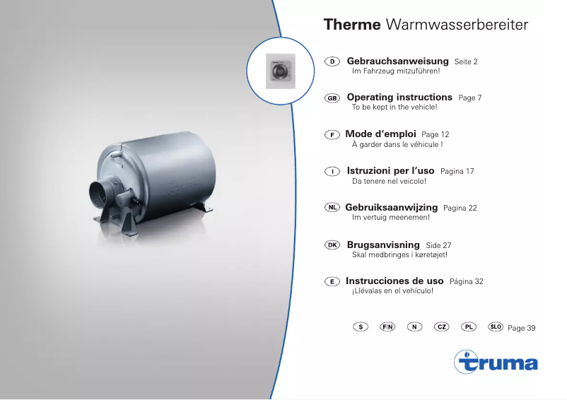 Página 1 del manual Manual de usuario Trumatic Therme