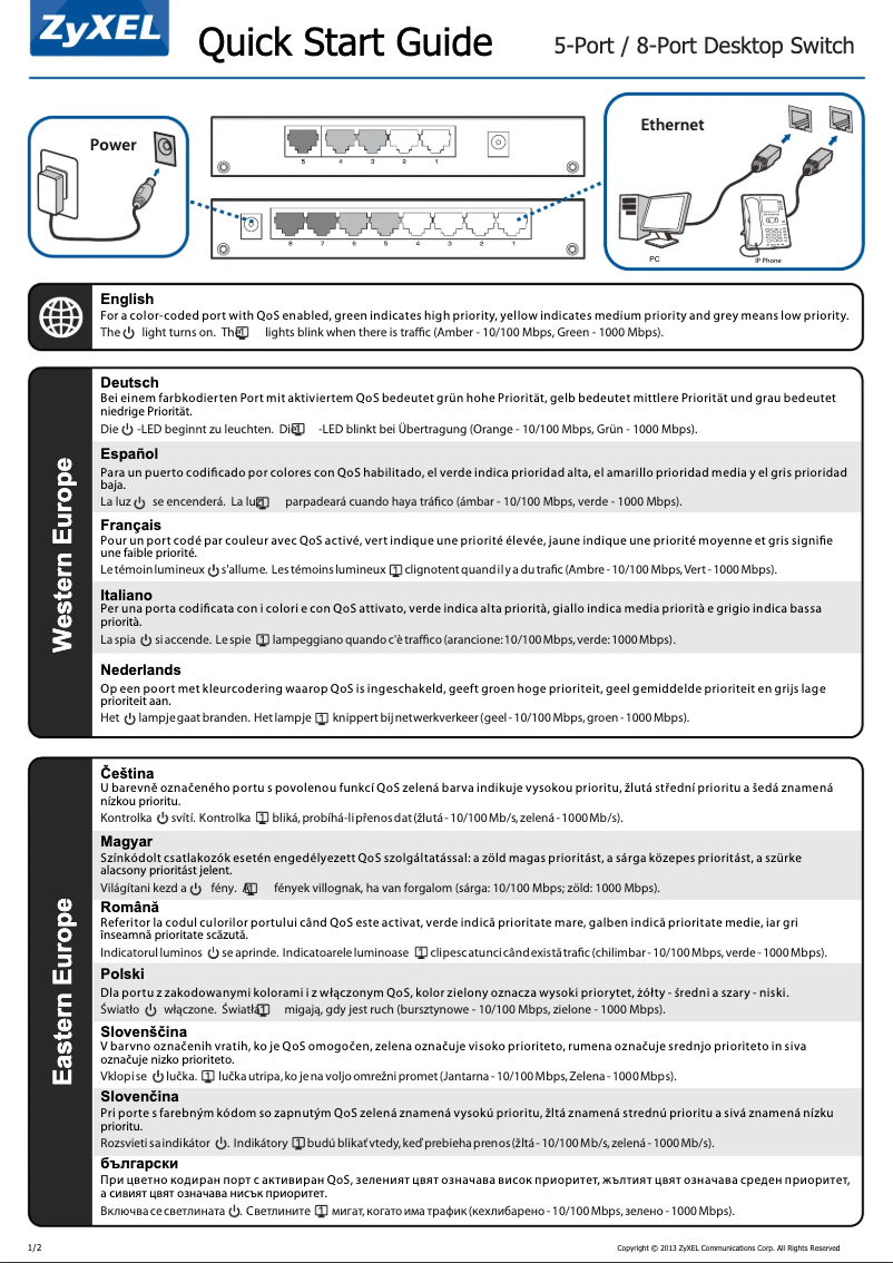 Page 1 de la notice Guide de démarrage rapide ZyXEL GS-105S v2