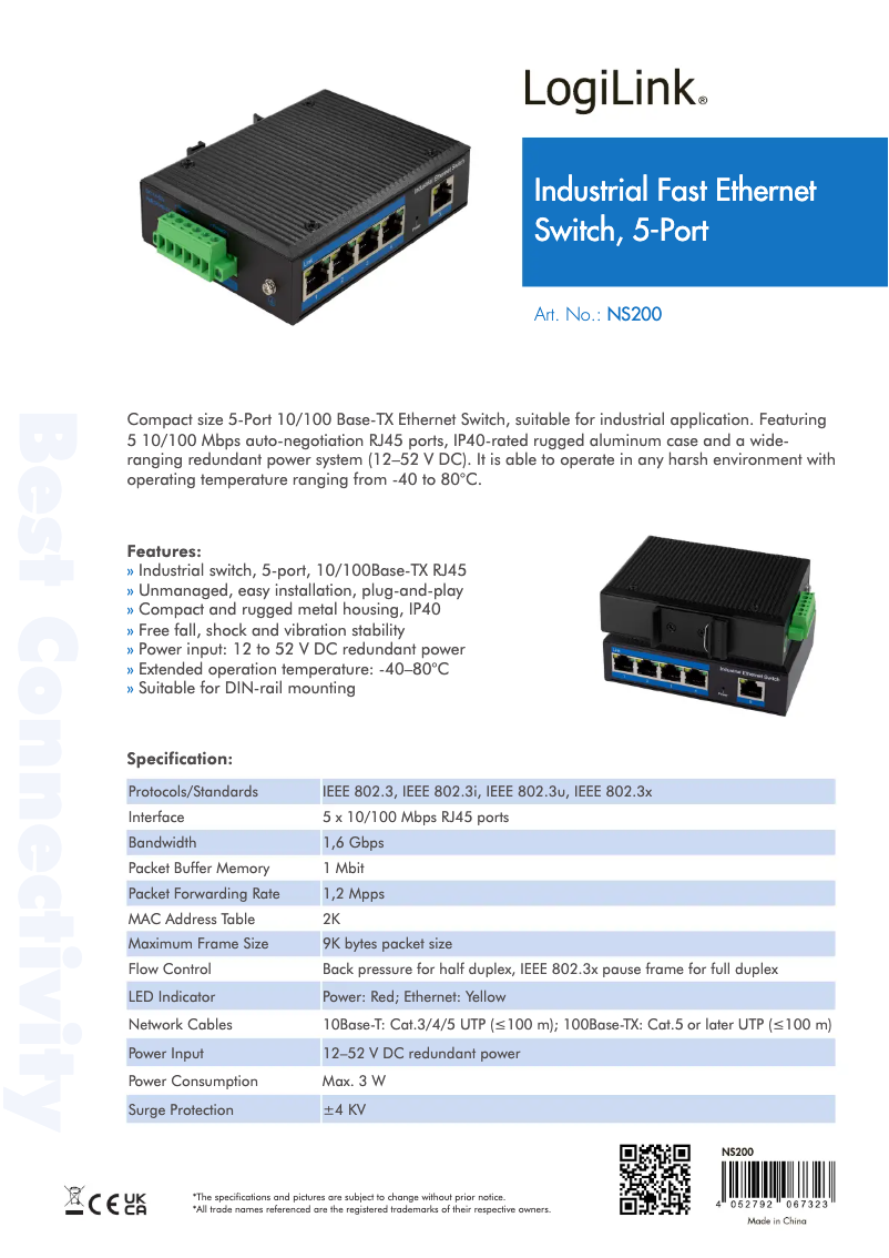 Page 1 de la notice Manuel utilisateur LogiLink NS200