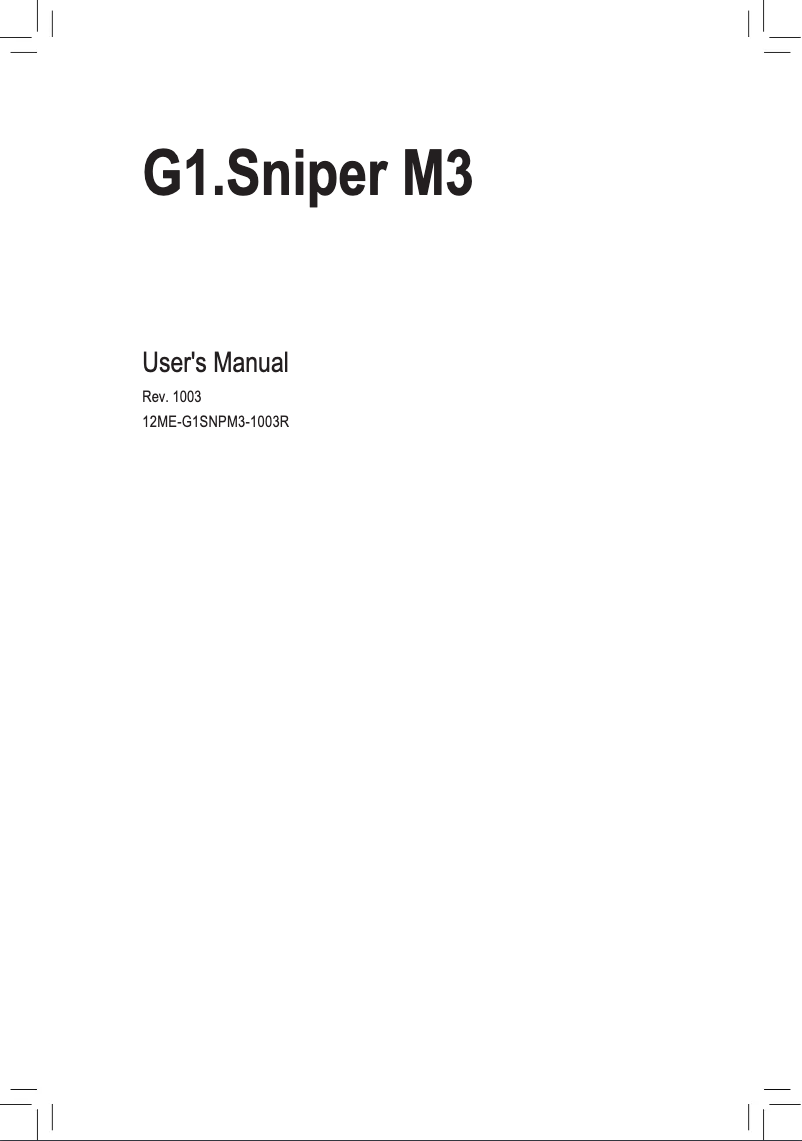 Page n°1 - Manuel utilisateur Gigabyte G1.Sniper M3