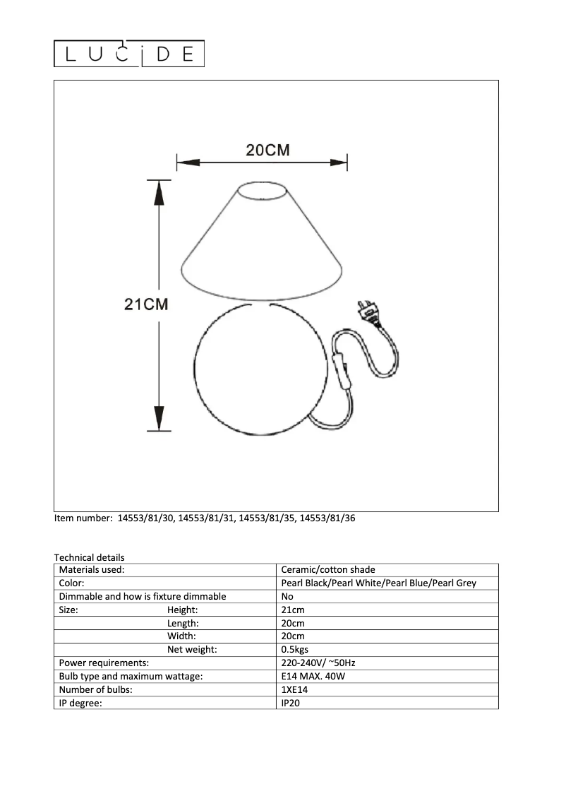 Image de la première page du manuel de l'appareil Faro 14553/81/36