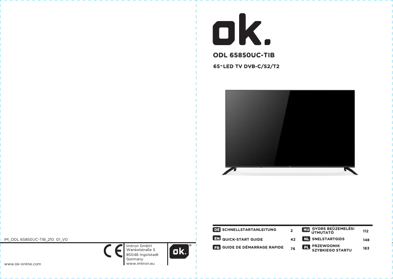 Page n°1 - Manuel utilisateur OK ODL 65850UC-TIB