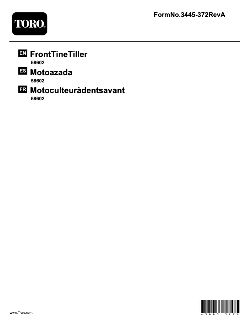 Page n°1 - Manuel utilisateur Toro 58602