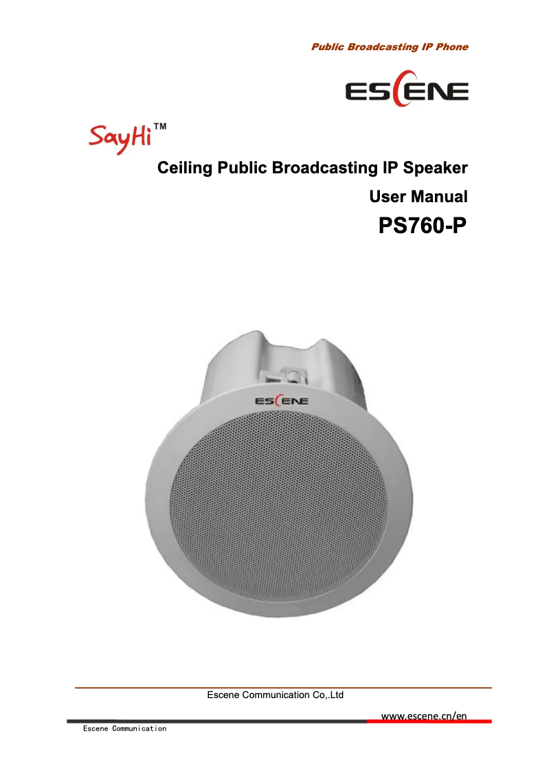 Page 1 de la notice Manuel utilisateur Escene PS760-P