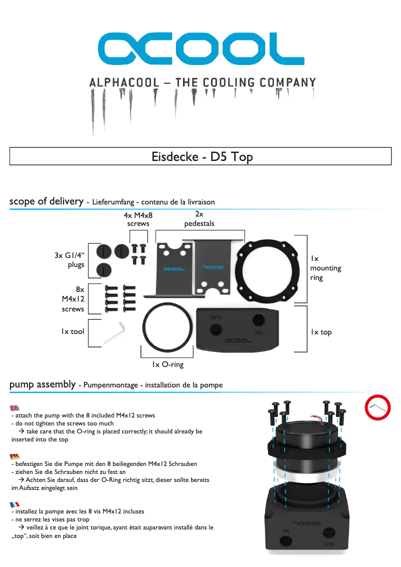 Page 1 de la notice Manuel utilisateur Alphacool VPP655