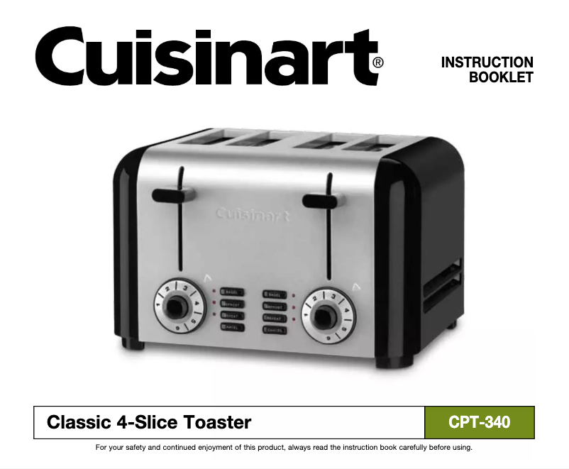 Page n°1 - Manuel utilisateur Cuisinart CPT-340