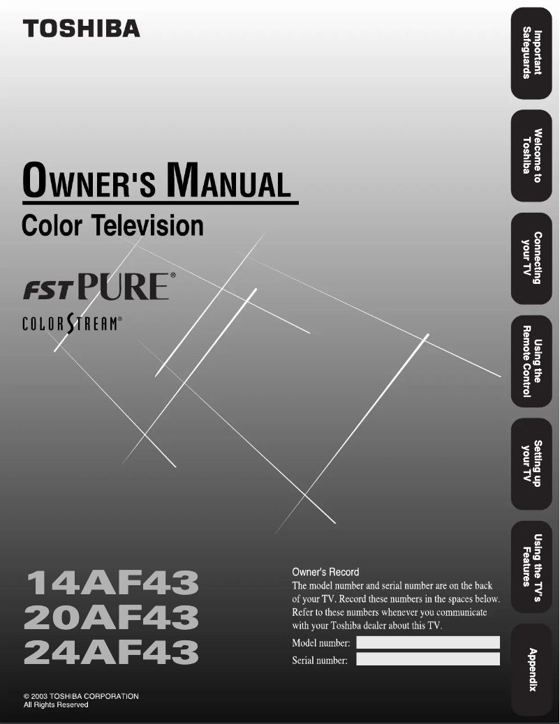 Page n°1 - Manuel utilisateur Toshiba 20AF43
