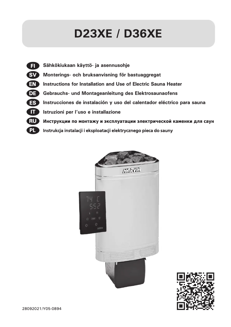 Page n°1 - Manuel utilisateur Harvia Delta D23XE HD234XE