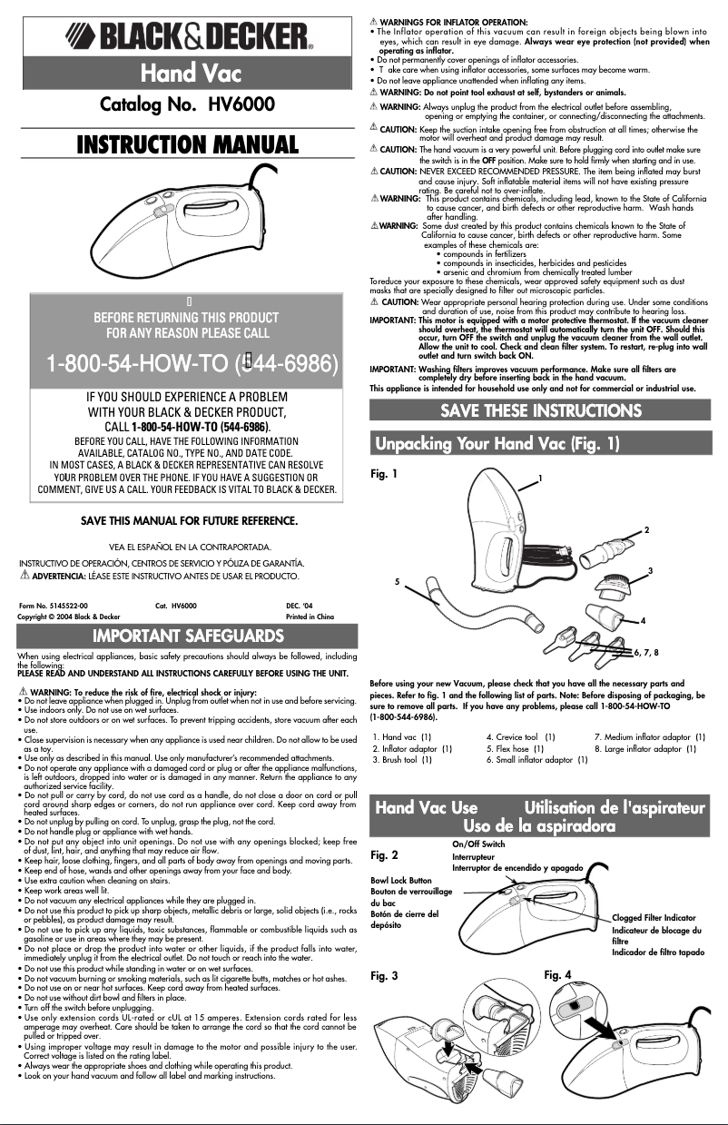 Page n°1 - Manuel utilisateur Black & Decker HV6000