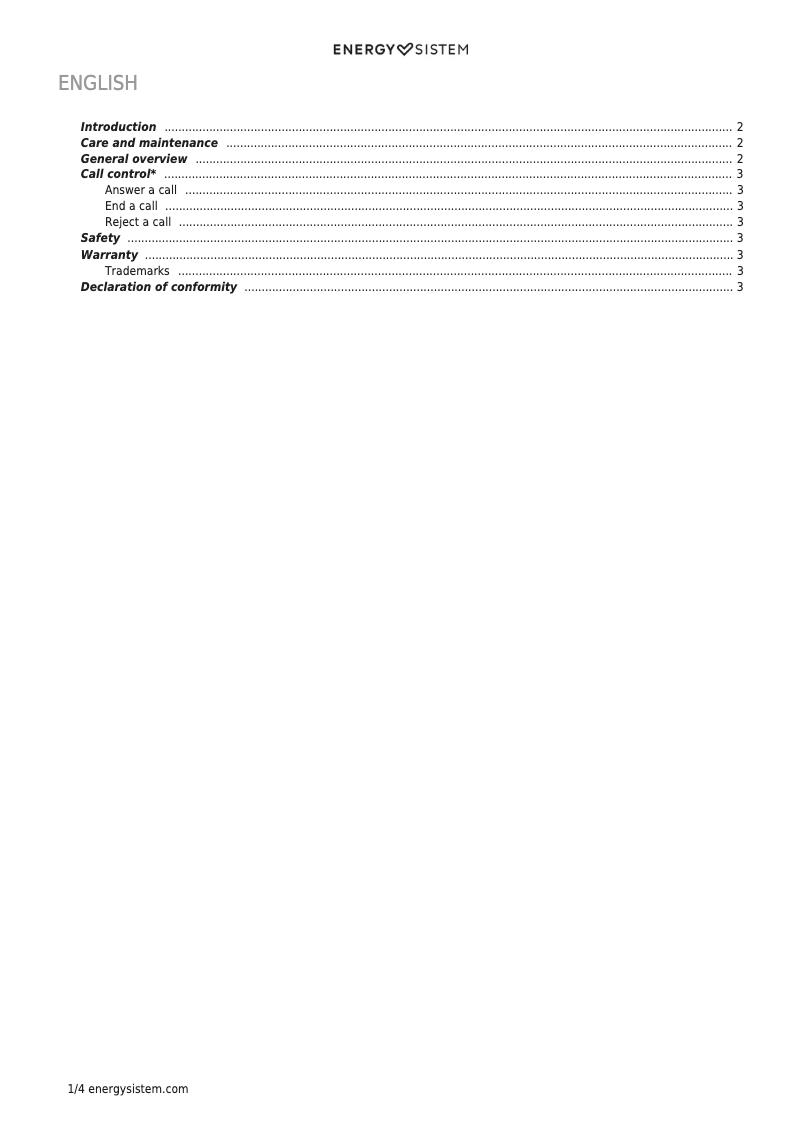 Page 1 de la notice Manuel utilisateur Energy Sistem Earphones Style 1+