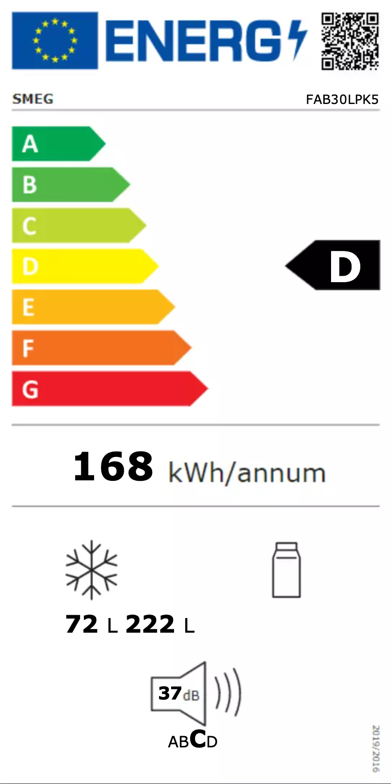 Page n°1 - Label énergétique Smeg FAB30LPK5
