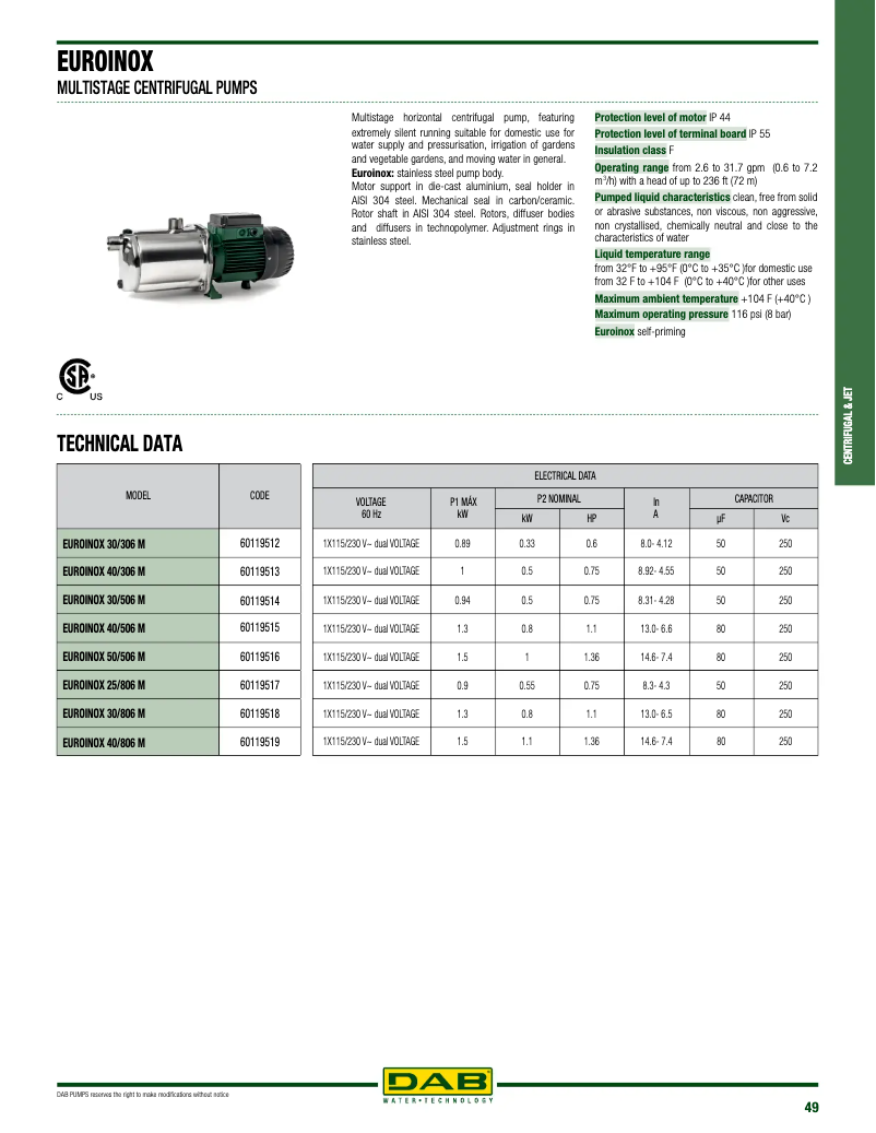 Image de la première page du manuel de l'appareil EuroInox 30/50 M