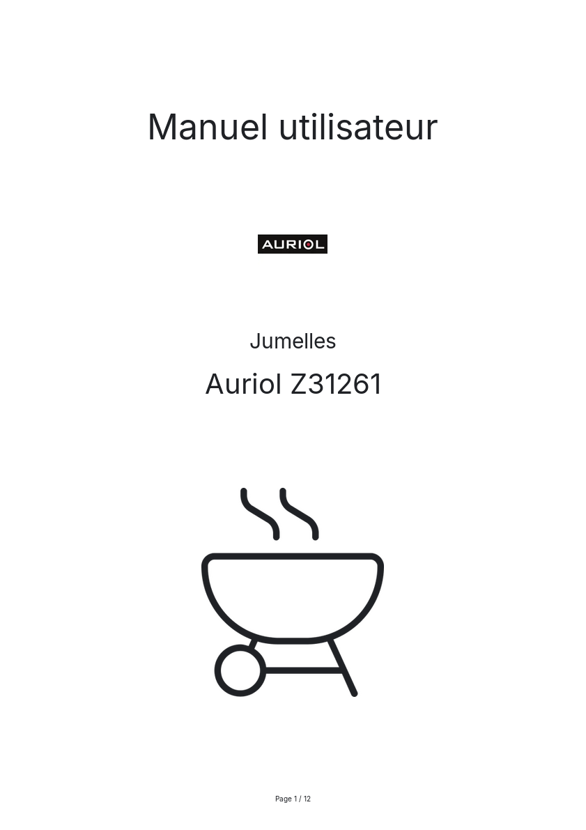 Page n°1 - Manuel utilisateur Auriol Z31261