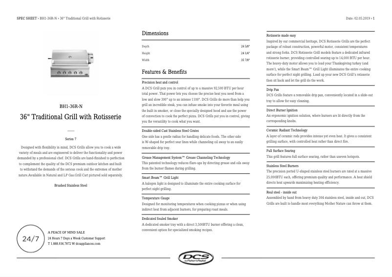 Page n°1 - Fiche technique DCS BH1-36R-N