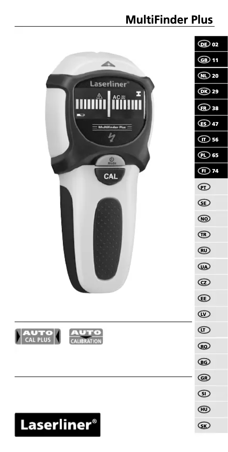 Page n°1 - Manuel utilisateur Laserliner MultiFinder Plus