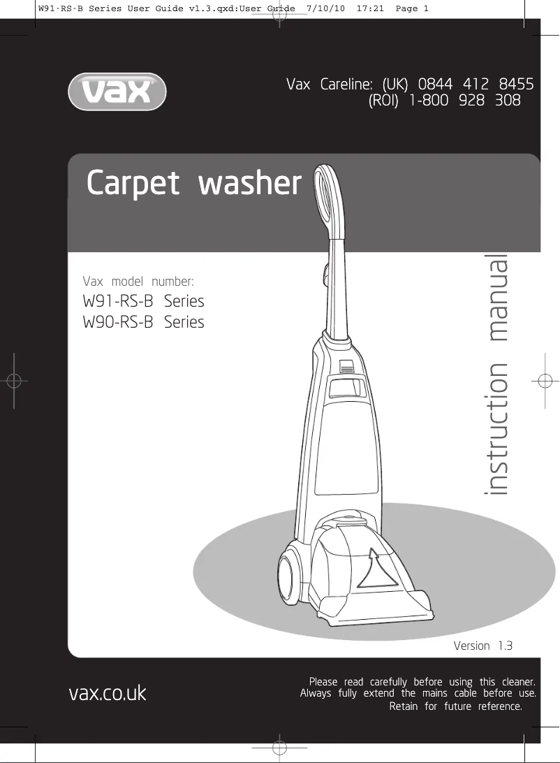 Imagen de la primera página del manual del dispositivo Rapide Spring Clean W91-RS-B-A