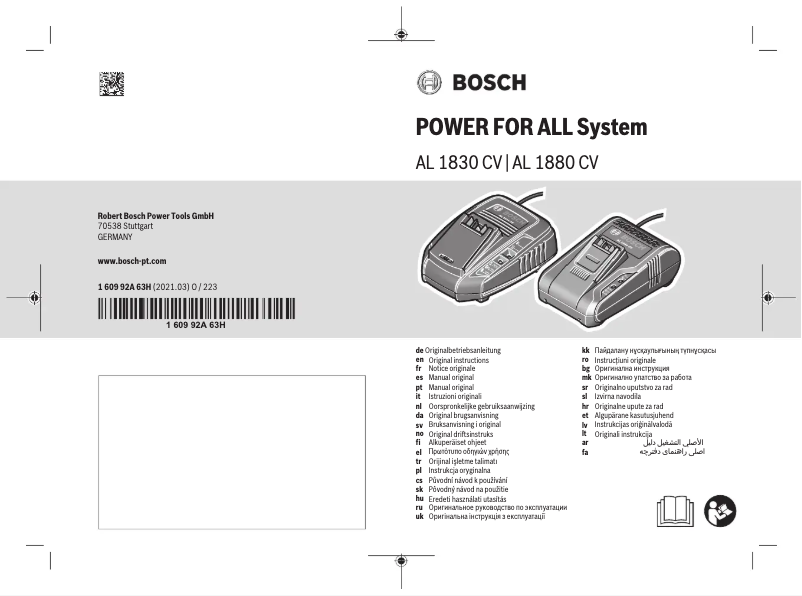 Page n°1 - Manuel utilisateur Bosch AL 1830 CV