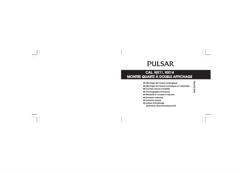 Page 1 de la notice Manuel utilisateur Pulsar NX11