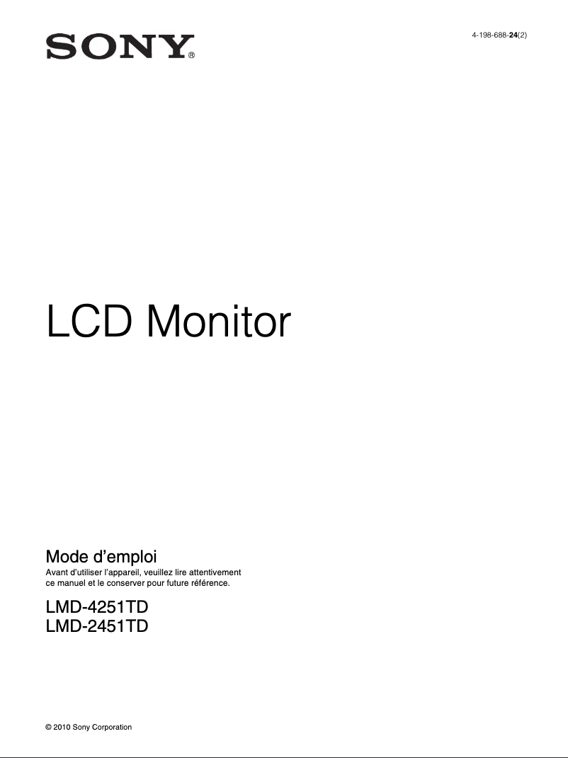 Page n°1 - Manuel utilisateur Sony LMD-2451TD