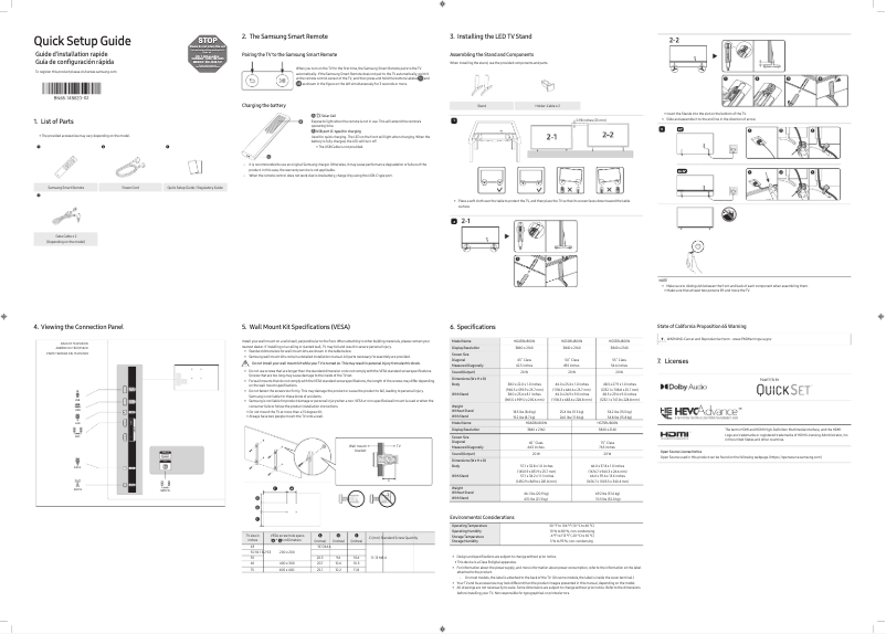 Image de la première page du manuel de l'appareil HG50BU800NF