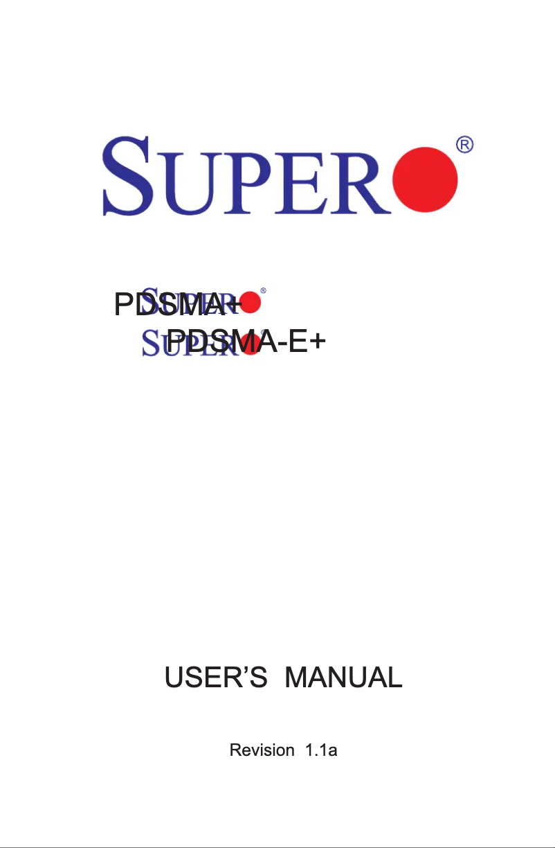 Page 1 de la notice Manuel utilisateur Supermicro PDSMA-E+