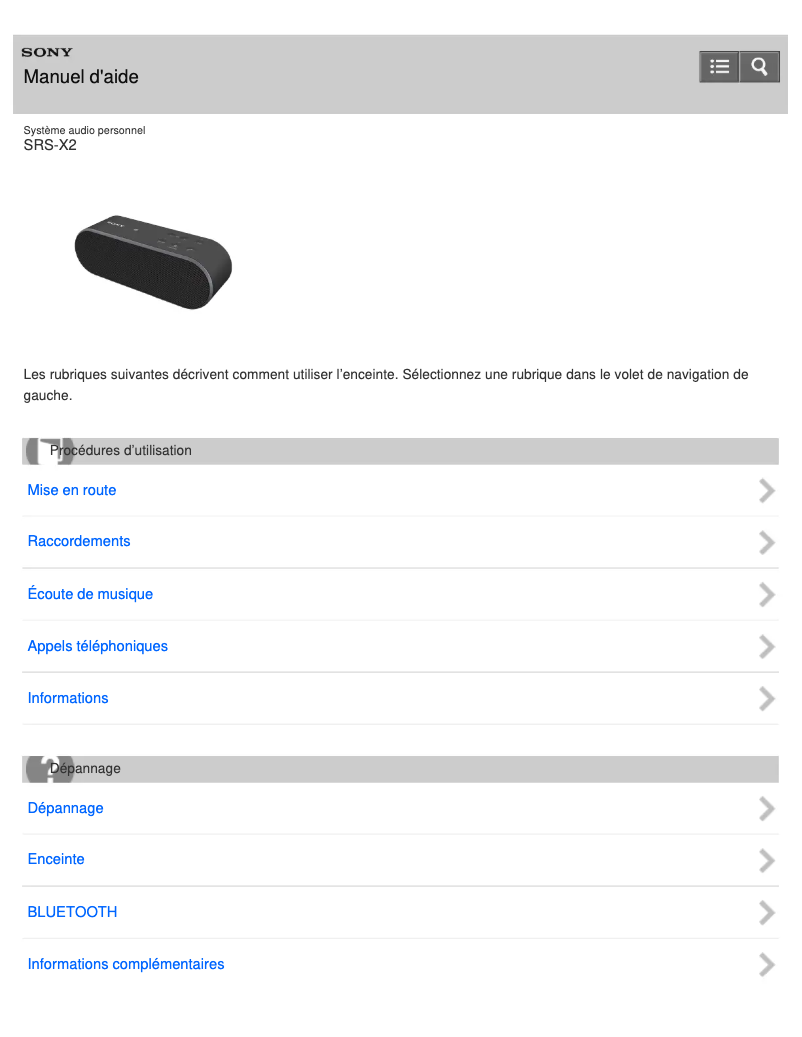 Page n°1 - Manuel utilisateur Sony SRS-X2